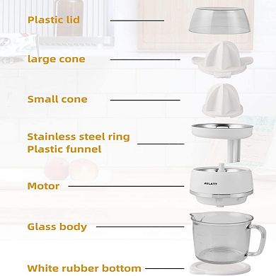 Electric Orange Juicer, White Glass Juicer, 25oz Capacity