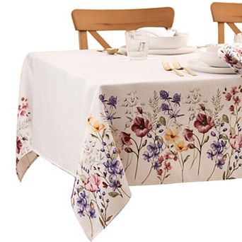 Elrene Home Fashions Poppy Wildflower Bordered Rectangle Tablecloth