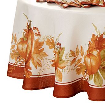 Elrene Home Fashions Autumn Pumpkin Grove Fall 70" Round Tablecloth