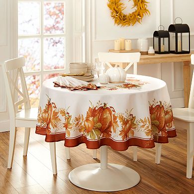 Elrene Home Fashions Autumn Pumpkin Grove Fall 70" Round Tablecloth