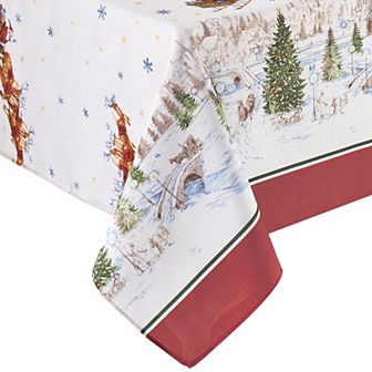 Elrene Home Fashions Santa’s Snowy Sleighride Rectangle Tablecloth