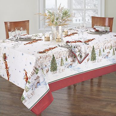 Elrene Home Fashions Santa’s Snowy Sleighride Rectangle Tablecloth