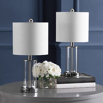 Abner Glass Modern Contemporary Usb Charging Led Table Lamp (set Of 2)