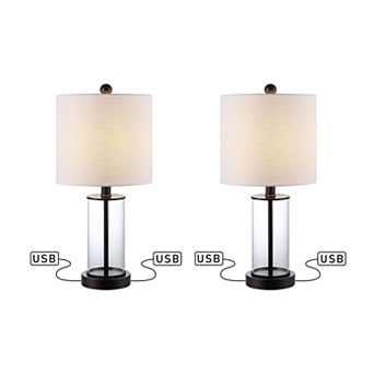 Abner Glass Modern Contemporary Usb Charging Led Table Lamp (set Of 2)