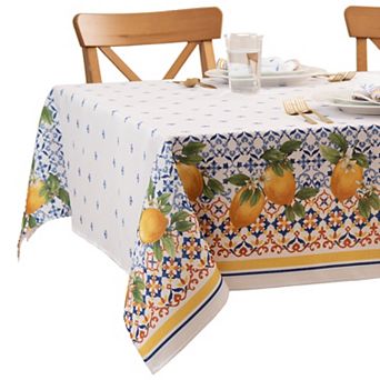 Elrene Home Fashions Capri Lemon Double Border Rectangle Tablecloth