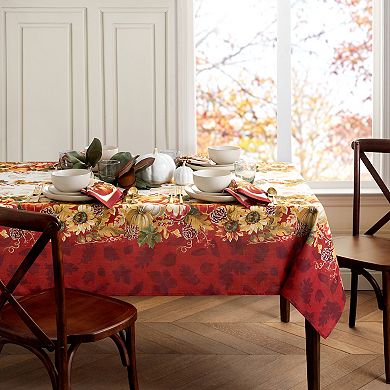 Elrene Home Fashions Swaying Leaves Bordered Fall Rectangle Tablecloth
