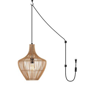 Lucas Farmhouse Coastal Rattan Led Pendant