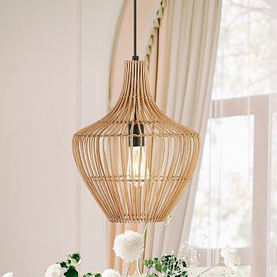 Lucas Farmhouse Coastal Rattan Led Pendant