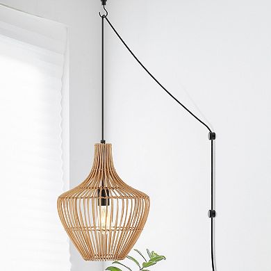 Lucas Farmhouse Coastal Rattan Led Pendant