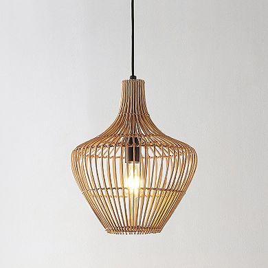 Lucas Farmhouse Coastal Rattan Led Pendant
