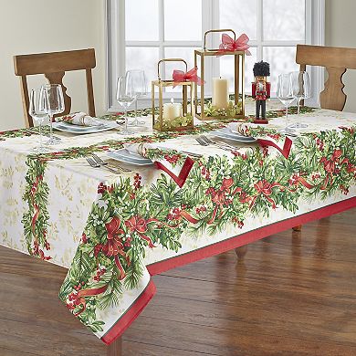 Elrene Home Fashions Holly Traditions Holiday Rectangle Tablecloth