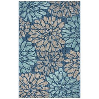 Zinnia Modern Floral Textured Weave Indoor/outdoor Area Rug