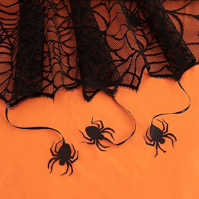Elrene Home Fashions Crawling Halloween Spider Lace Lined 70" Round Tablecloth