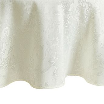Elrene Home Fashions Poinsettia Elegance Jacquard Holiday 60"x84" Oval Tablecloth