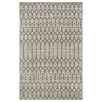 Ourika Moroccan Geometric Textured Weave Light Indoor/Outdoor Area Rug
