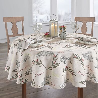 Elrene Home Fashions Holiday Tree Trimmings 60"x84" Oval Tablecloth