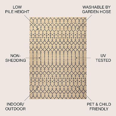 Ourika Moroccan Geometric Textured Weave Light Indoor/Outdoor Area Rug