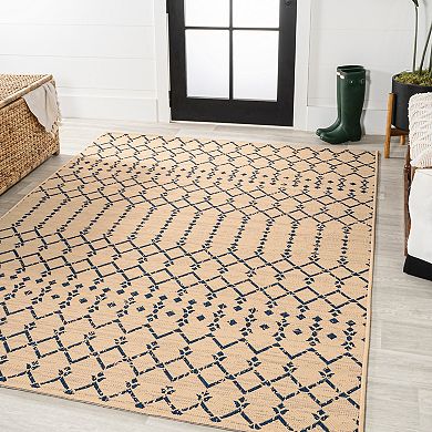 Ourika Moroccan Geometric Textured Weave Light Indoor/Outdoor Area Rug