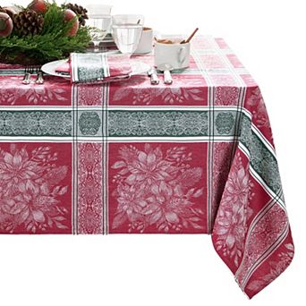 Elrene Home Fashions Poinsettia Plaid Jacquard Plaid Rectangle Tablecloth