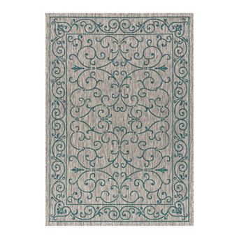 Charleston Vintage Filigree Textured Weave Indoor/outdoor Runner Rug