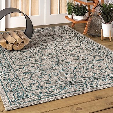 Charleston Vintage Filigree Textured Weave Indoor/outdoor Runner Rug