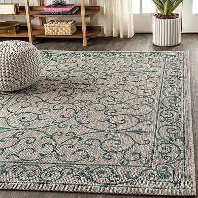 Charleston Vintage Filigree Textured Weave Indoor/outdoor Runner Rug