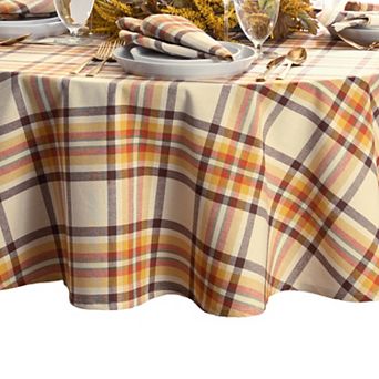 Elrene Home Fashions Russet Harvest Woven Plaid 70" Round Tablecloth