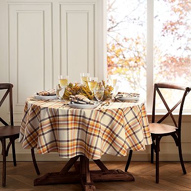 Elrene Home Fashions Russet Harvest Woven Plaid 70" Round Tablecloth