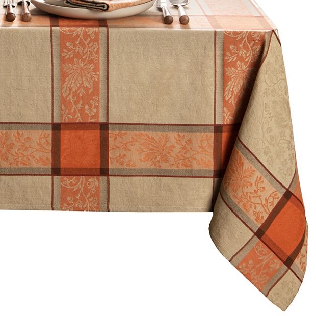 VINTAGE TABLECLOTH MIDCENTURY Rectangle rectangular brown orange New Old hot Deadstock Unused