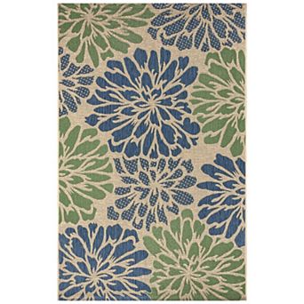 Zinnia Modern Floral Textured Weave Indoor/outdoor Area Rug