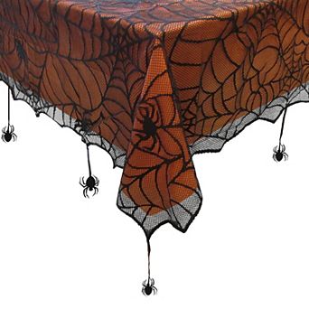 Elrene Home Fashions Crawling Halloween Spider Lace Lined 60"x84" Rectangle Tablecloth