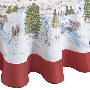 Elrene Home Fashions Santa’s Snowy Sleighride 60"x84" Oval Tablecloth