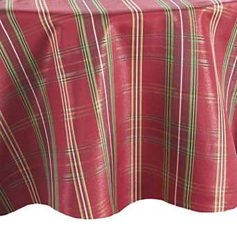 Elrene Home Fashions Shimmering Plaid 60"x84" Oval Tablecloth
