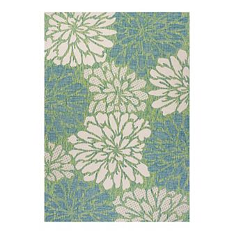 Zinnia Modern Floral Textured Weave Indoor/outdoor Area Rug