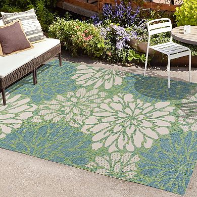 Zinnia Modern Floral Textured Weave Indoor/outdoor Area Rug