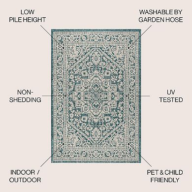 Sinjuri Medallion Textured Weave Indoor/outdoor Area Rug