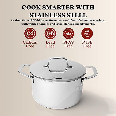 Alva Maestro Stainless Steel 4 Qt. Stock Pot & Lid, Compatible w/ All Stove Top & Induction Ready