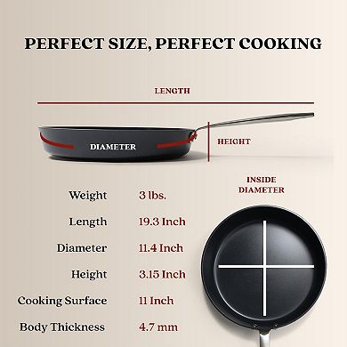 Alva Maestro Nonstick Ceramic Frying Pan, Compatible with all Stovetops & Induction Safe - 11"