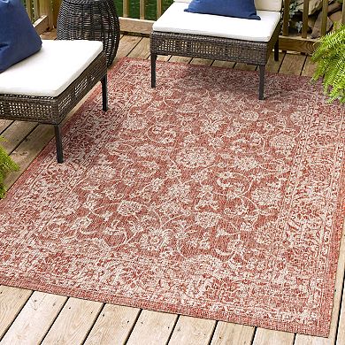 Tela Bohemian Textured Weave Floral Indoor/outdoor Area Rug
