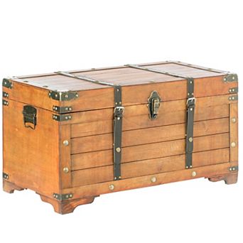 Rustic Wooden Storage Trunk with Lockable Latch