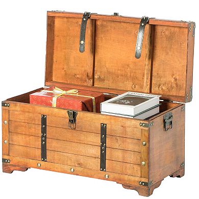 Rustic Wooden Storage Trunk with Lockable Latch