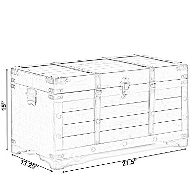 Rustic Wooden Storage Trunk with Lockable Latch