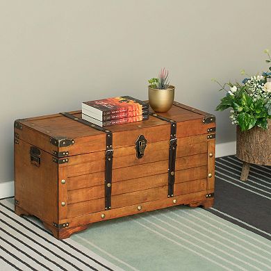 Rustic Wooden Storage Trunk with Lockable Latch