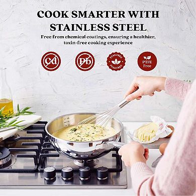Alva Maestro 5-Ply Stainless Steel Saucier Pan 1.6 Qt. Lasered Measurement Scratch Resistant Pot