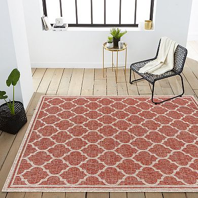 Trebol Moroccan Trellis Textured Weave Indoor/outdoor Area Rug