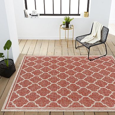 Trebol Moroccan Trellis Textured Weave Indoor/outdoor Area Rug