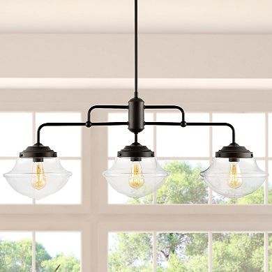 Avery Industrial Farmhouse Rustic Iron/glass Linear Led Pendant