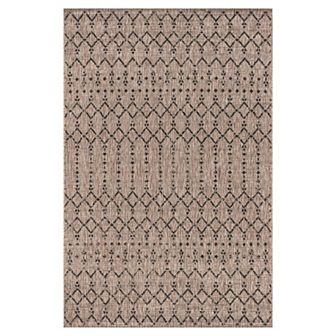 Ourika Moroccan Geometric Textured Weave Light Indoor/Outdoor Area Rug