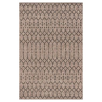 Ourika Moroccan Geometric Textured Weave Light Indoor/Outdoor Area Rug