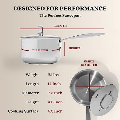 Alva Maestro 1.7Qt. Tri-Ply Stainless Steel Saucepan